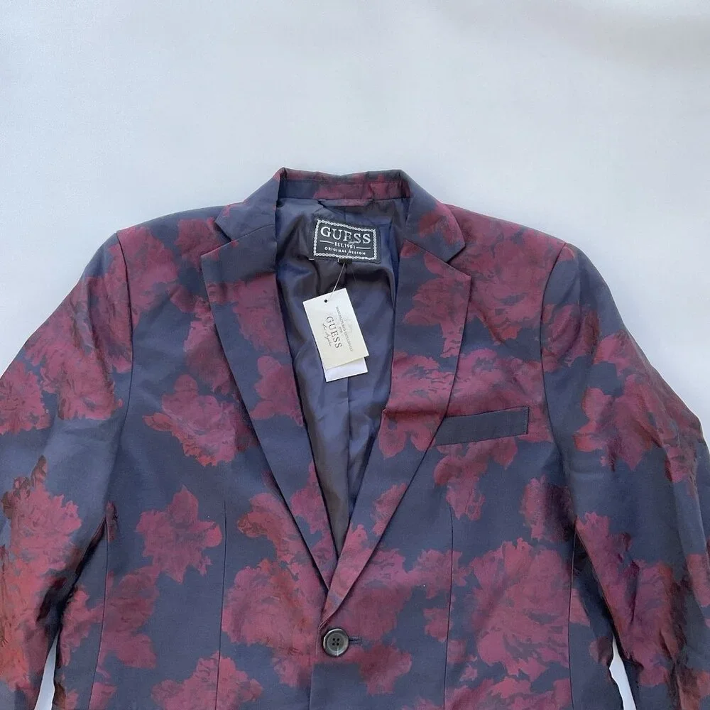 Guess Men’s Jacquard Floral Blazer Allover Floral Printed Size M